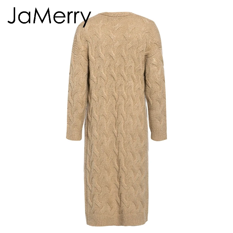 JaMerry, винтажный зимний мохер, длинный кардиган, вязаный свитер, женский джемпер с длинным рукавом, кардиган, Повседневная Уличная одежда, femme