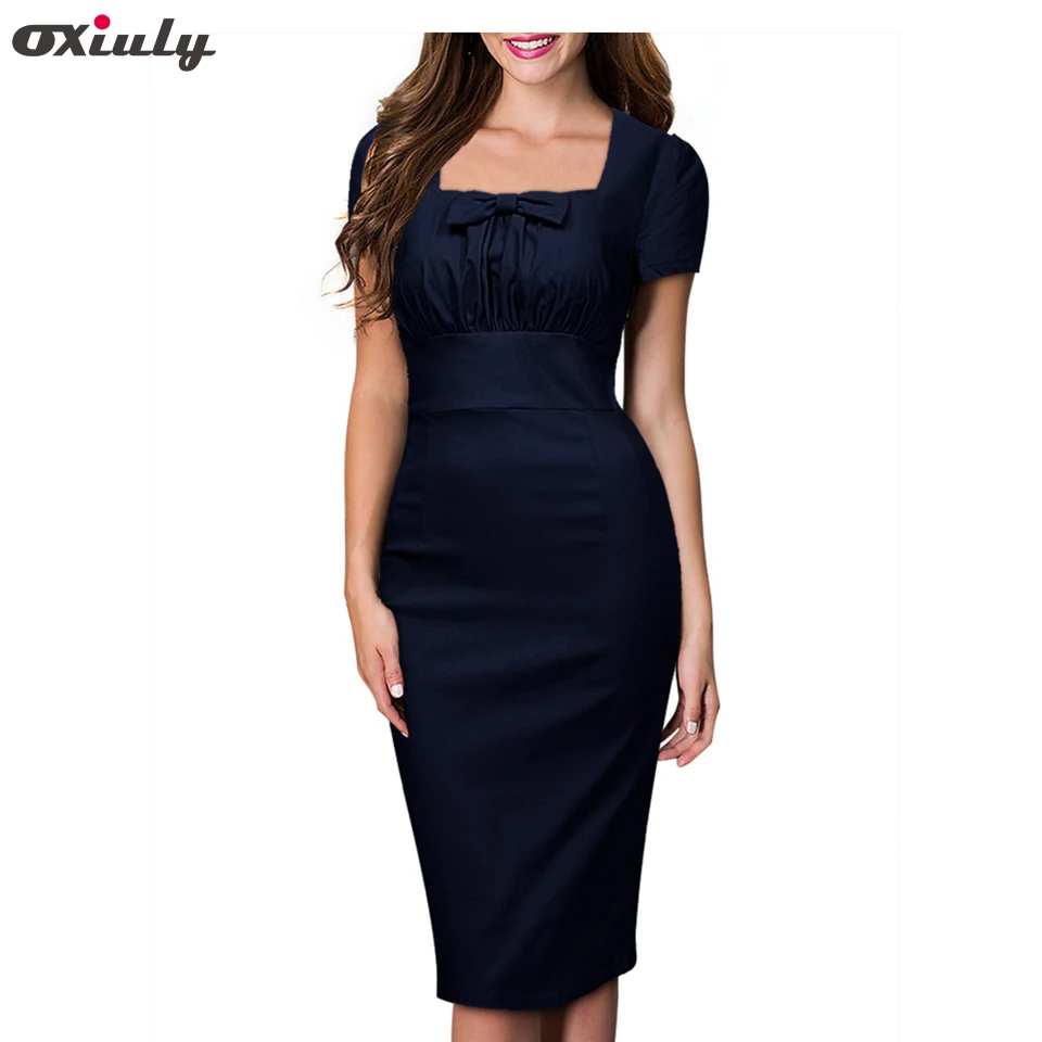 Для женщин Элегантный Винтаж Pin Up лук Ruched Туника квадратным воротником