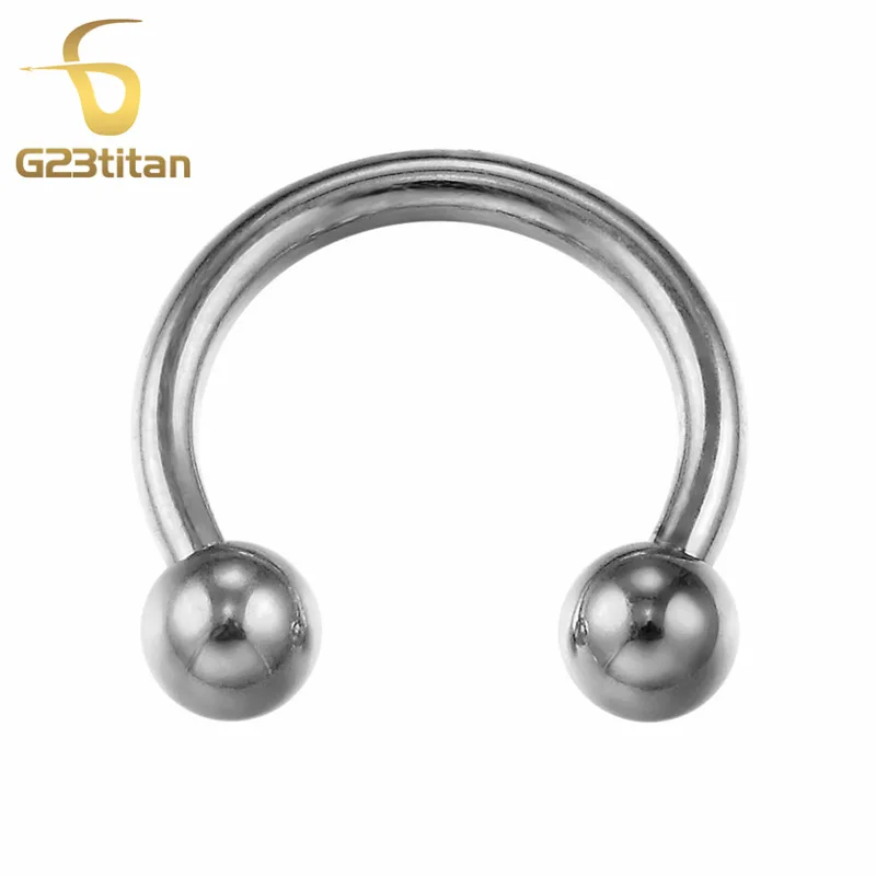 Circular Barbells G23 титана основные общие кольца для пирсинга тела Ушные Шпильки для бровей ниппель нос Лабрет перегородка губы сегмент кольца Промышленные Штанги - Окраска металла: Circular Barbells