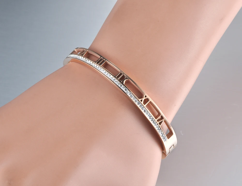 Браслет-манжета JeeMango из нержавеющей стали с римскими цифрами ювелирные изделия