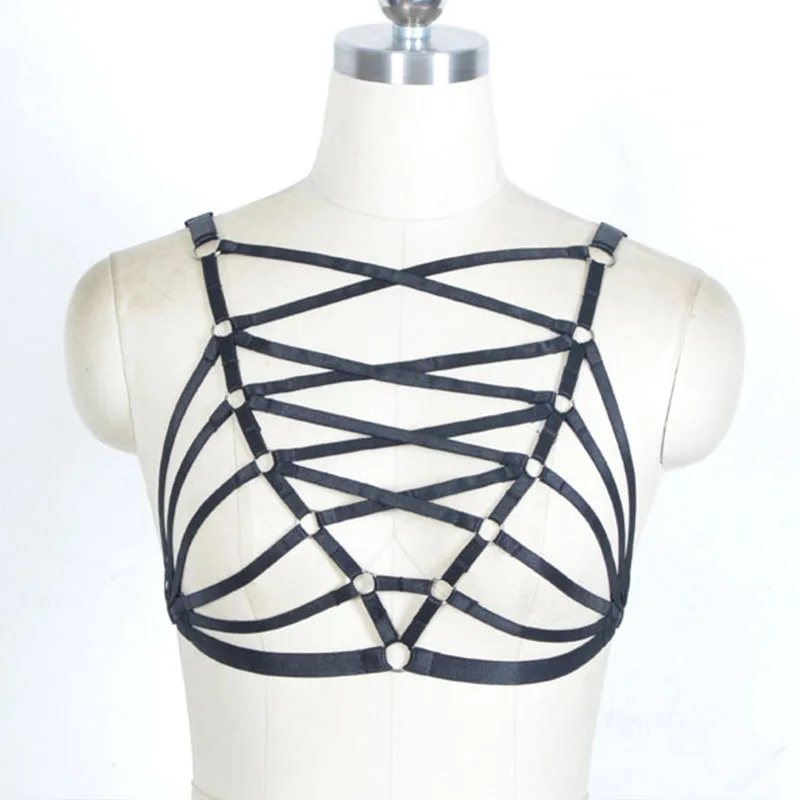 New Women sexy harness cage bra Fetish Exotic Apparel Harajuku Gothic lingerie pastel goth bondage | Женская одежда
