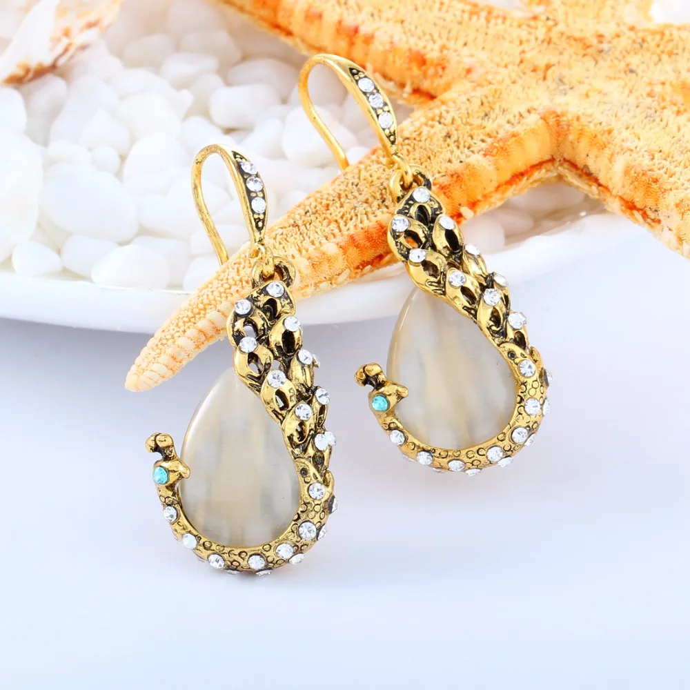 Дешевые Ювелирные наборы с опалом павлином голубым камнем австрийским