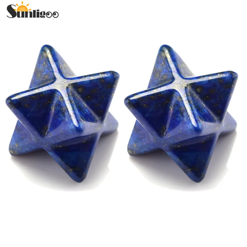 2pcs Lapis Lazuli Sunligoo 7 Чакра звезды Меркаба Сакральная Геометрия платонической чакра балансировки рейки заживляющие кристаллы Feng Shui защиты украшения - Цвет: 2pcs Lapis Lazuli