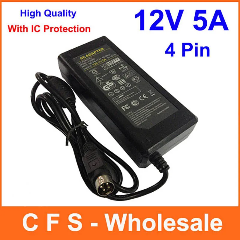 1 шт. AC DC 12V 5A 4 Pin Мощность адаптер питания 60W Переключатель 4-контактный разъем для ЖК-дисплей ТВ монитор ноутбука Зарядное устройство с IC чип