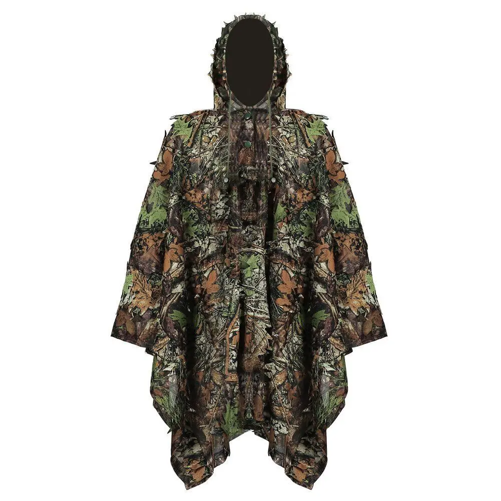 Маскировочный плащ Ghillie, 3D, кленовый лист, комплект одежды для охоты, военный, полиэстер, для улицы, снайпер, теплый, дышащий, 120*160 см, плащ