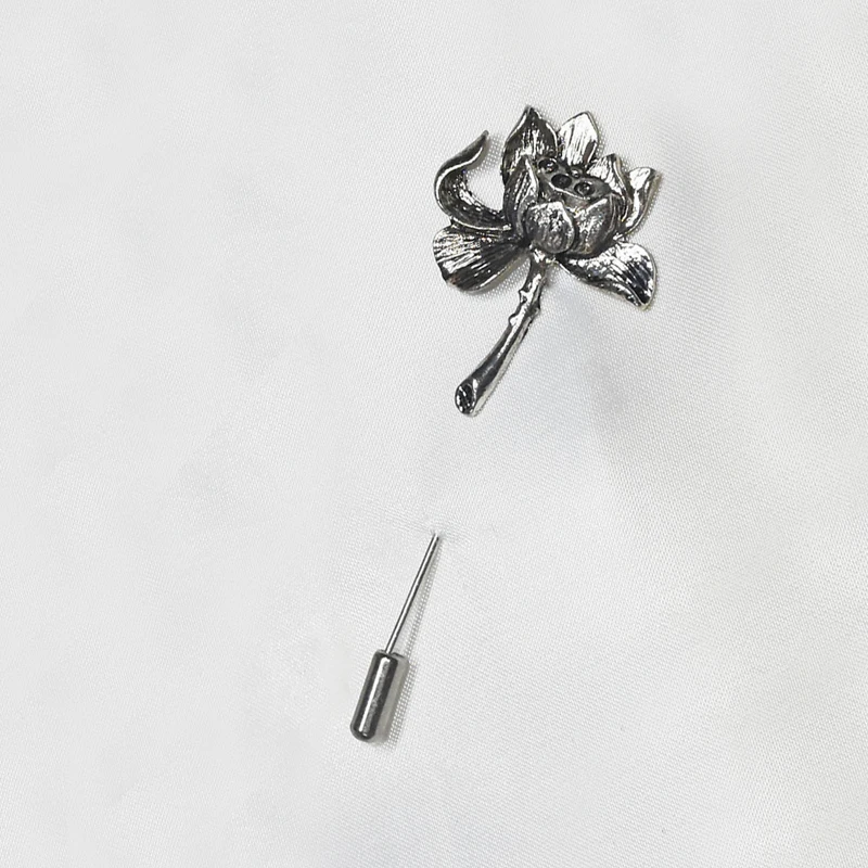 Горячие унисекс цветок лотоса броши костюм рубашка бутоньерка на лацкан палка