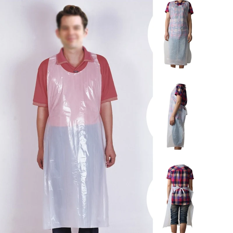 Одноразовые поли фартуки 100 шт./лот пластиковый прозрачный очиститель санитарный