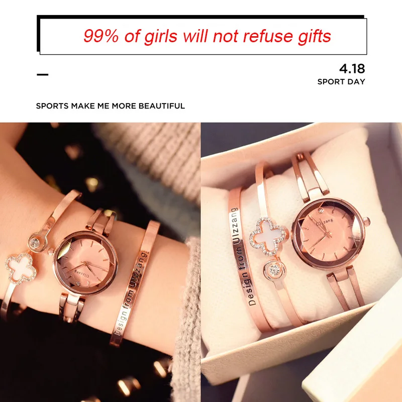 Роскошные женские часы из розового золота модные повседневные со стразами