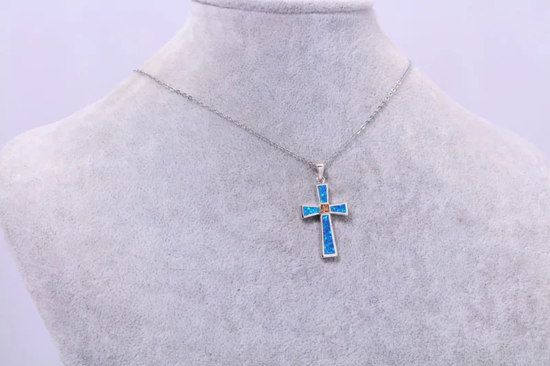 Женский кулон CiNily голубой огненный Опаловый морганит с серебряным покрытием опт