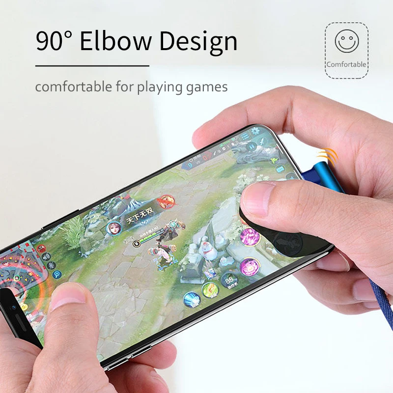 Rosinop 90 градусов 2.4A кабель типа C для xiaomi быстрой зарядки iphone Lightning Denim kabel Micro USB sarj