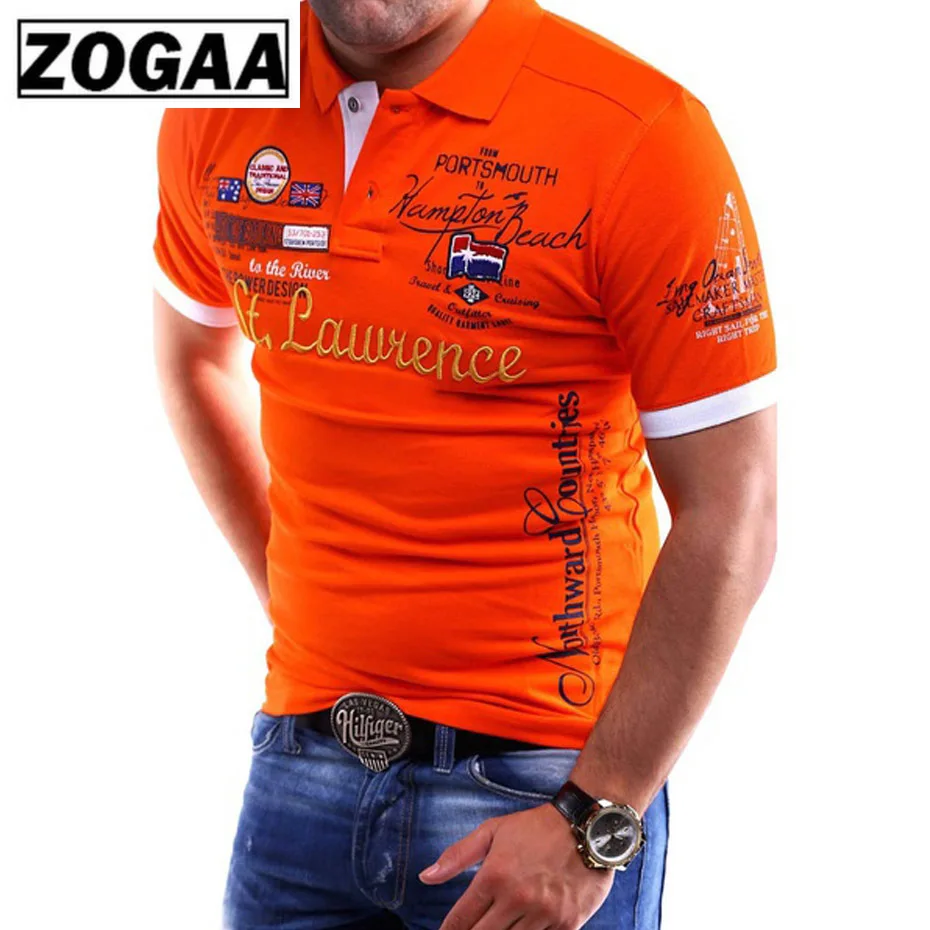 ZOGAA брендовая Новая мужская рубашка поло приталенная с коротким рукавом модные