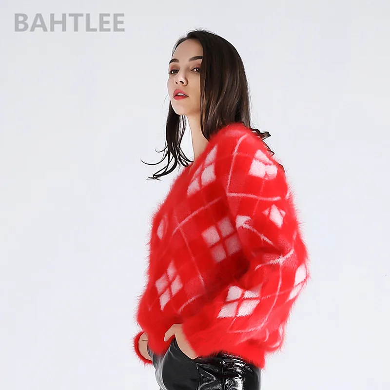 Пуловер женский зимний из ангоры с V-образным вырезом | Женская одежда