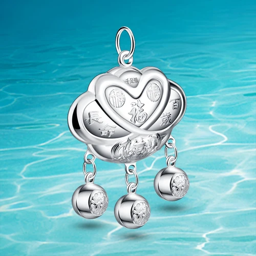 Детский Стиль 925 подлинное серебряное ожерелье кулон. Цельное Однотонный дизайн