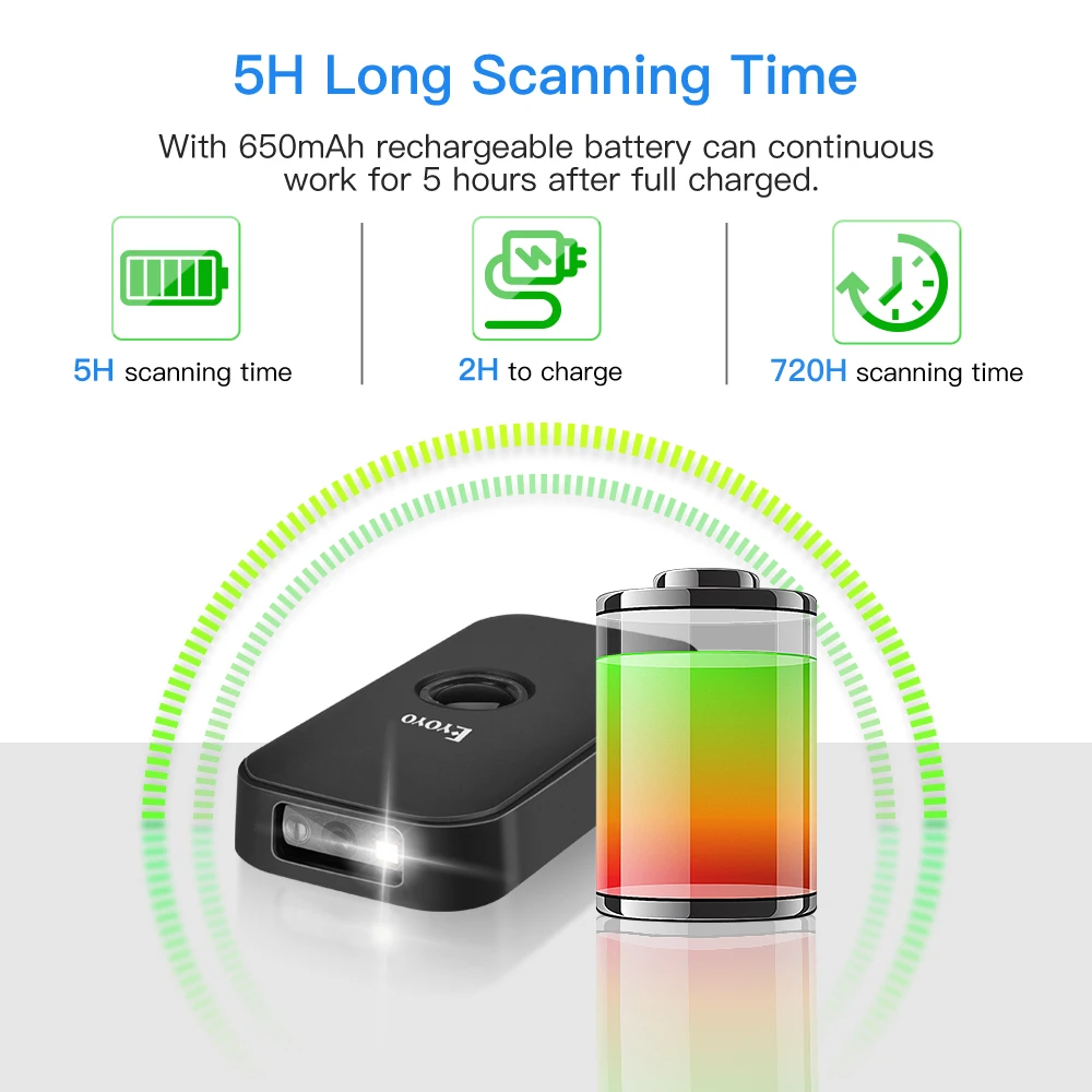 Eyoyo EY 009 1D 2D сканер штрих кода Bluetooth & 2 4G беспроводной считывания QR код сканеров