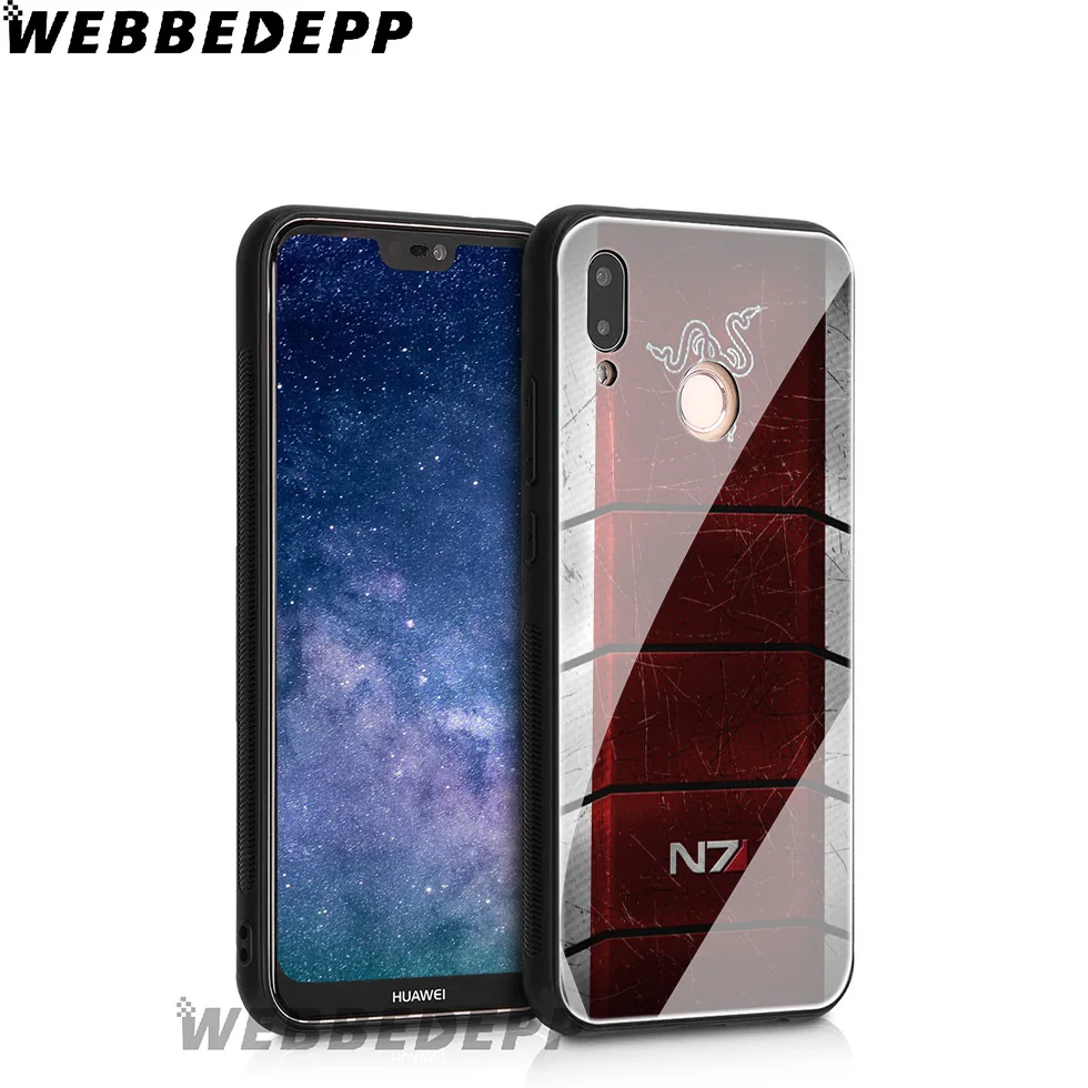 WEBBEDEPP Mass Effect N7 Tempered Glass Case for Huawei Mate 20 P20 P10 P Smart 2019 2018 &amp Honor 10 9 8X 7A Lite Pro |