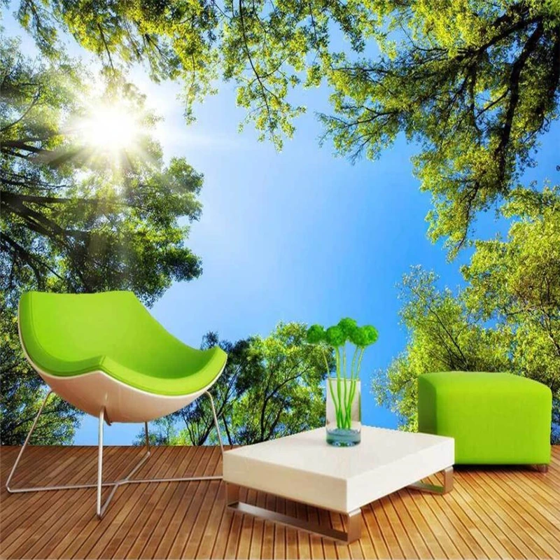 Wellyu Dream Forest Sky HD естественная сцена TV на заказ Большие Настенные зеленые обои |