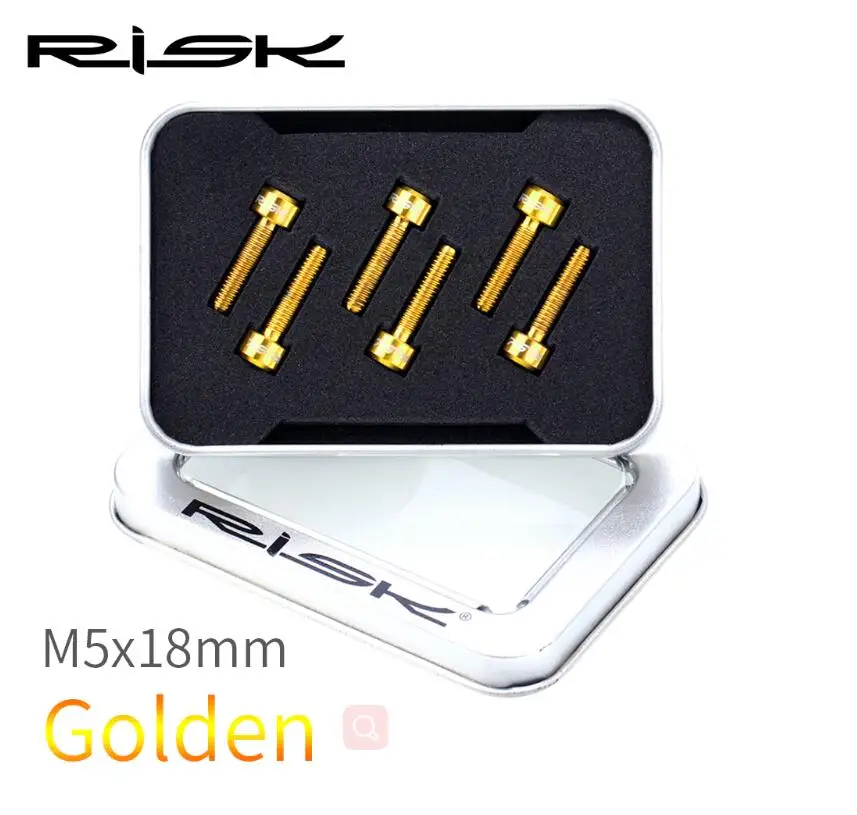 M5x18mm golden 6 шт. M5x16/18 мм титановые винты для руля, болты для велосипеда, велосипеда, MTB руля, руля, титановый винт - Цвет: M5x18mm golden