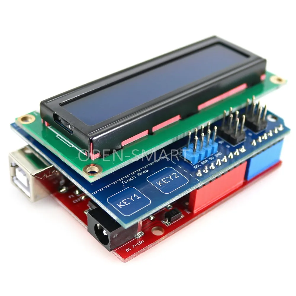 ЖК-клавиатура Щит IEC 1602 ЖК-экран с сенсорными клавишами для Arduino UNO/Mega2560 белая подсветка