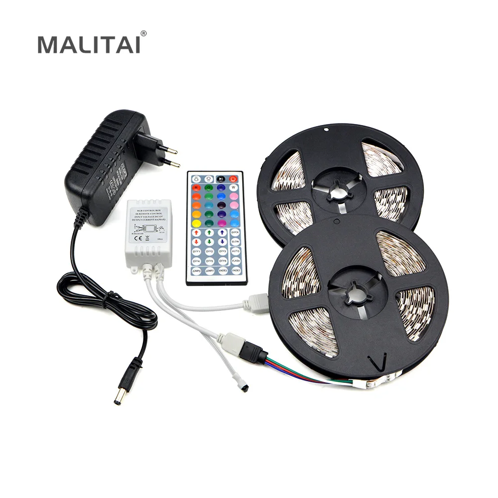 Гибкая RGB Светодиодные ленты свет SMD 5050 2835 10 M 5 M светодио дный света RGB светодио дный s Лента диод ленты контроллер DC12V адаптер Набор украшения