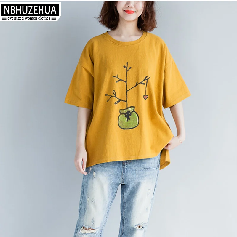 NBHUZEHUA 7G653 3XL 4XL 5XL 6XL Базовая футболка большого размера d женские хлопковые