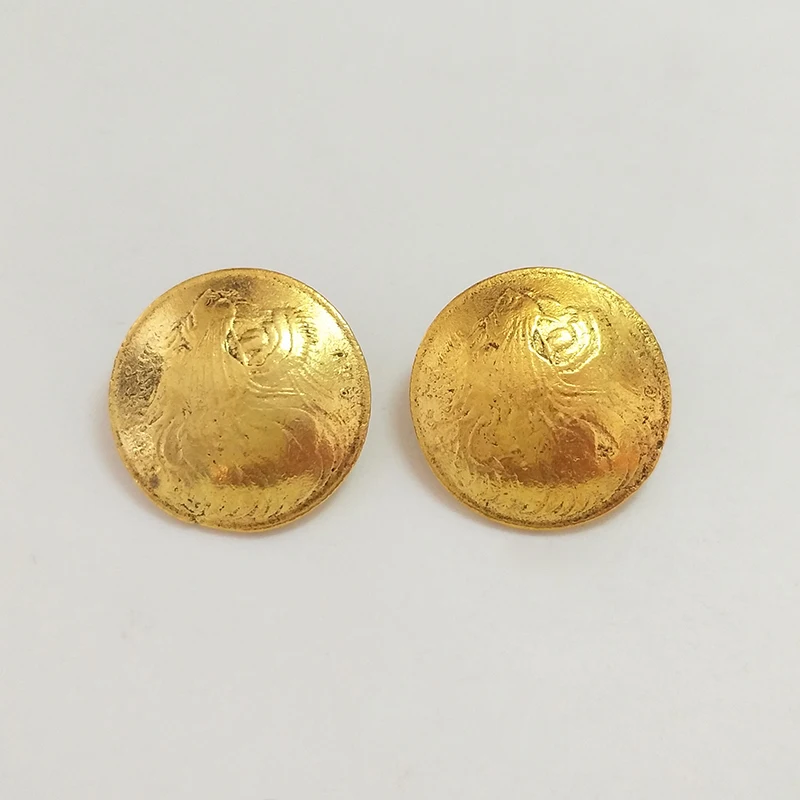 New 5pieces/bag 24MM Retro Zinc Alloy Metal Round Gold Lion Decorative Buttons Charm Pendant For DIY Hair Jewelry Accessories | Украшения и