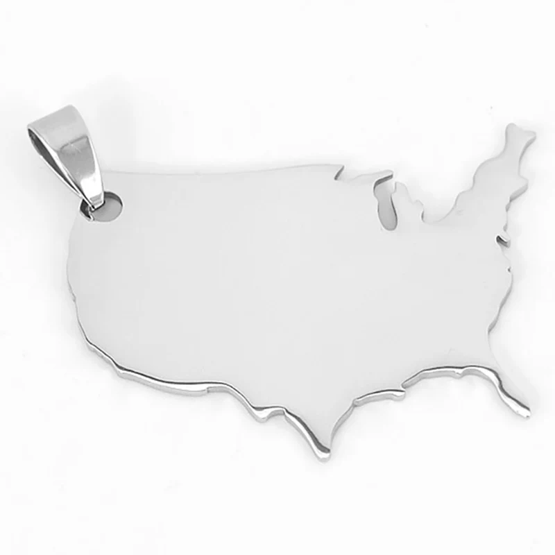 100% Нержавеющая Сталь пустая карта США бирки Подвески Настроить Логотип