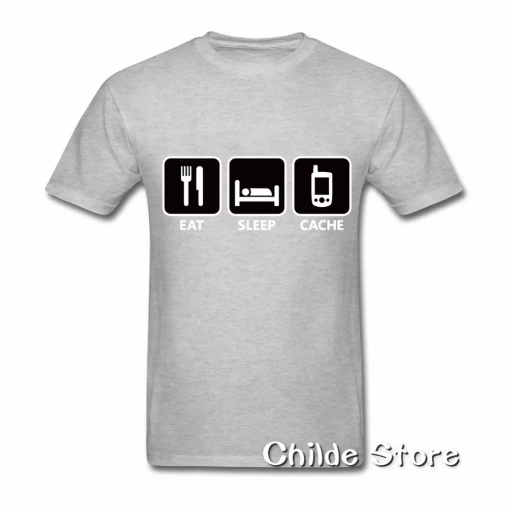 Забавные Для мужчин Мужчин's футболки Геокешинг Ешьте сна и вызова с круглым