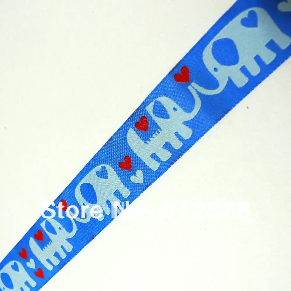 1 дюйм 25 мм ширина слон любви светильник Голубой Тон тканая жаккардовая лента