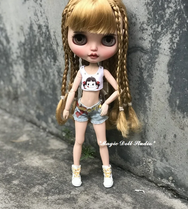 [MG663] Новая Одежда для куклы Neoblythe# джинсовые Горячие Штаны и топ комплект подходит для Neoblythe Azone OB24 наряды для розничной торговли
