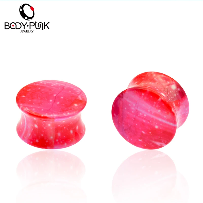 Пробки для тела в стиле панк 1 пара акриловые пробки Galaxy Print двойные ушей тоннель
