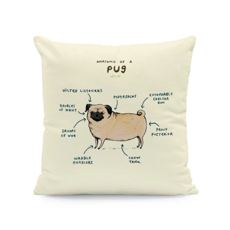 8 Forest Animal Body Analysis Cushion Cover Bird Squirrel Dachshund Dog Fox Hedgehog Hug Pillow 45Cm Peach Skin Decorative Pillow - Цвет: 8