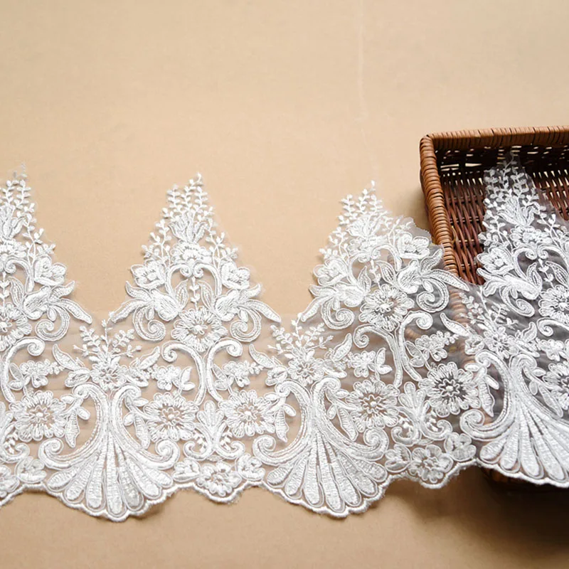 1 ярд/упаковка Изысканная роскошная белая Европейская свадебная фата с вышивкой