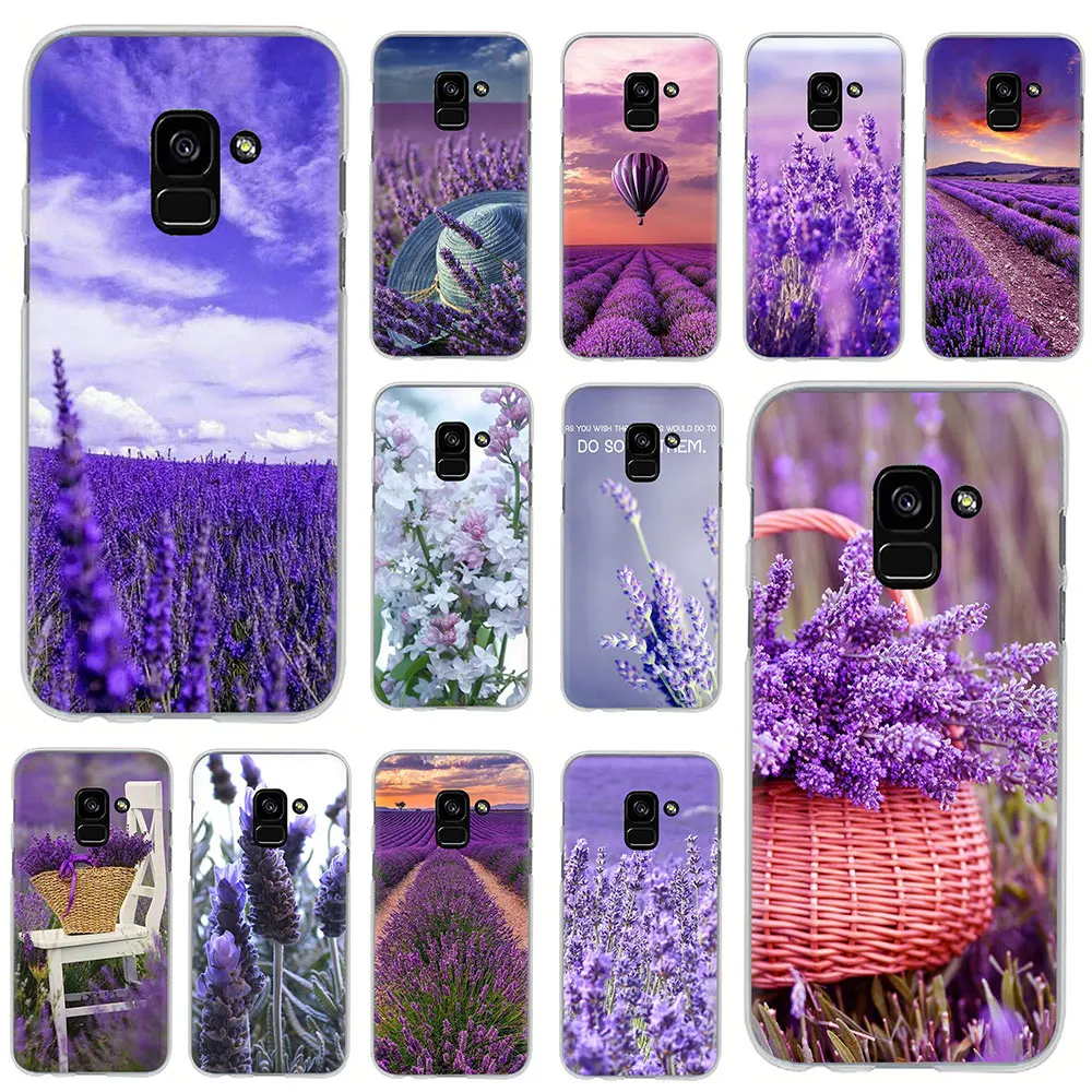 Простой Твердый чехол для телефона с фиолетовыми цветами лаванды Samsung Galaxy A6 plus 7 8 9