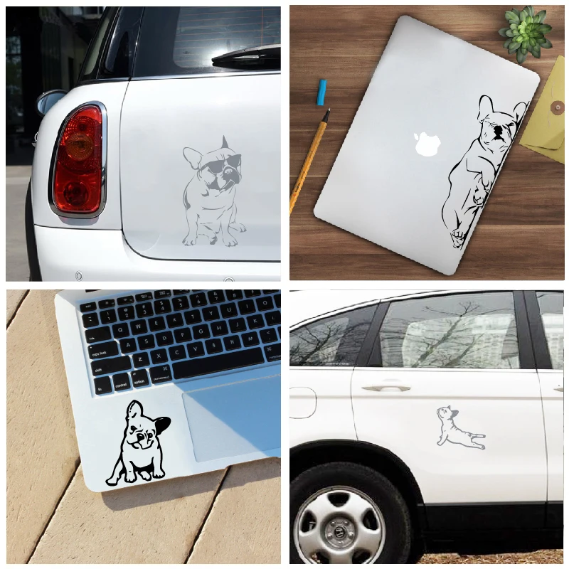 Наклейки для ноутбука с французским бульдогом для Apple MacBook Air/Pro украшения, виниловые наклейки с изображением забавной собаки, декор для окна автомобиля