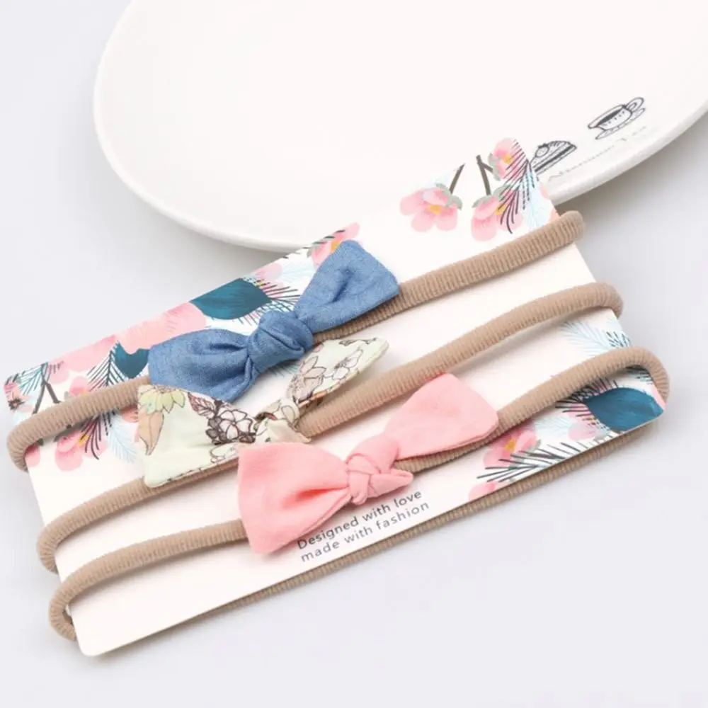 Повязка на голову для девочек 3 шт./компл. разноцветная с бантом повязка головной