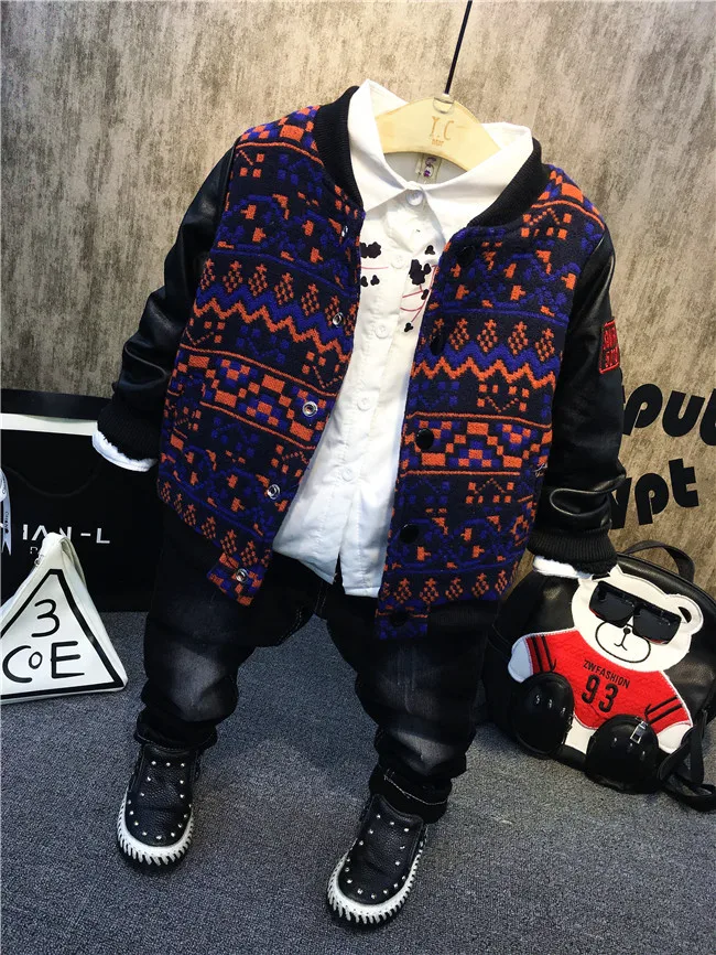 

Winter 3PCS Kids Clothes Set Baby Boys Long Sleeve Thick Coat+Thickened Shirt + Thick Jeans Set Boys Clothes Kids Set 2-6years