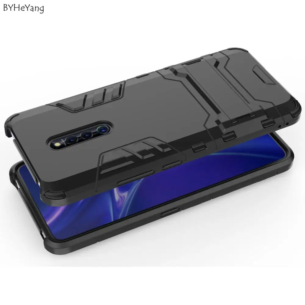 Чехол для Vivo X27 Pro с металлическим кольцом роскошная Жесткая Броня прочный PC + TPU