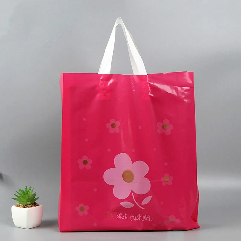 

Пластиковый пакет с цветочным рисунком, упаковочные пакеты для одежды, конфет, подарочных книг с ручкой, принадлежности для дома, 50 шт.