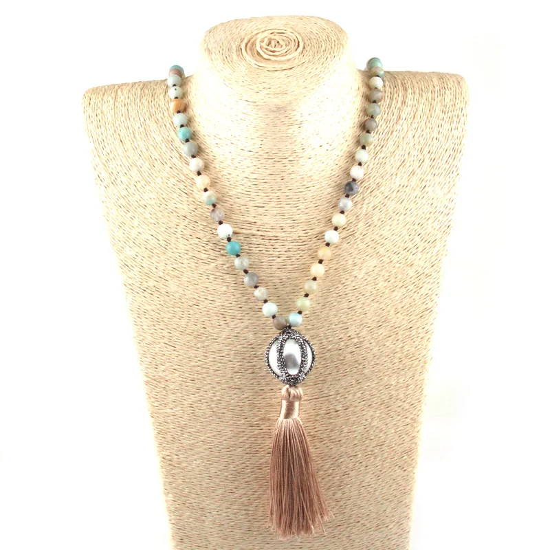 Бесплатная доставка модный натуральный Амазонит камень бусина с узлом кристаллы