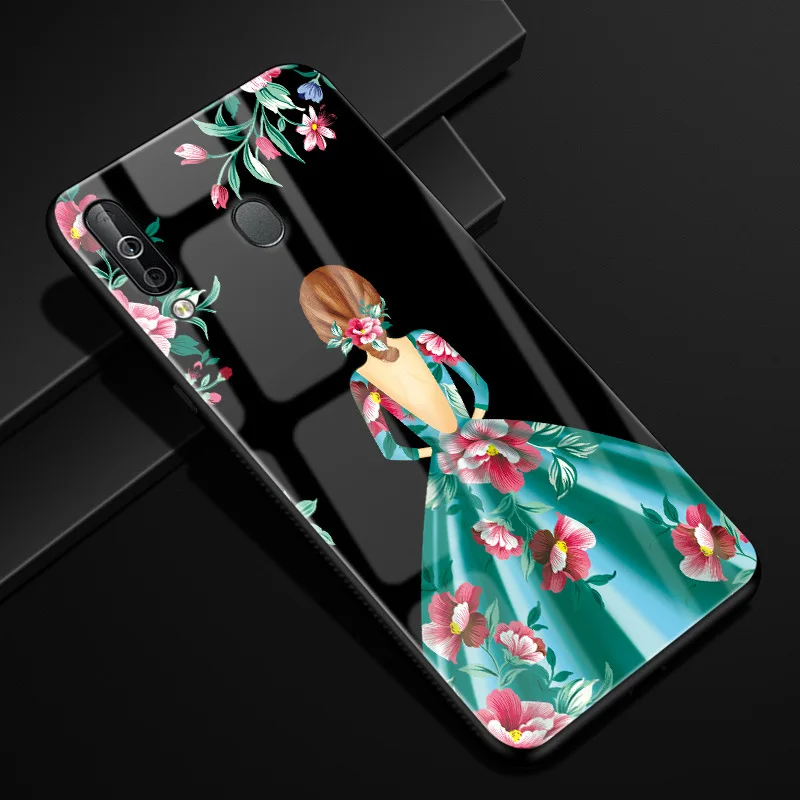 24 Для samsung A40S чехол Мода Жесткий PC стекло задняя крышка для samsung Galaxy A40S A 40S M30 чехлы для телефонов силикон бампер Coque - Цвет: 24