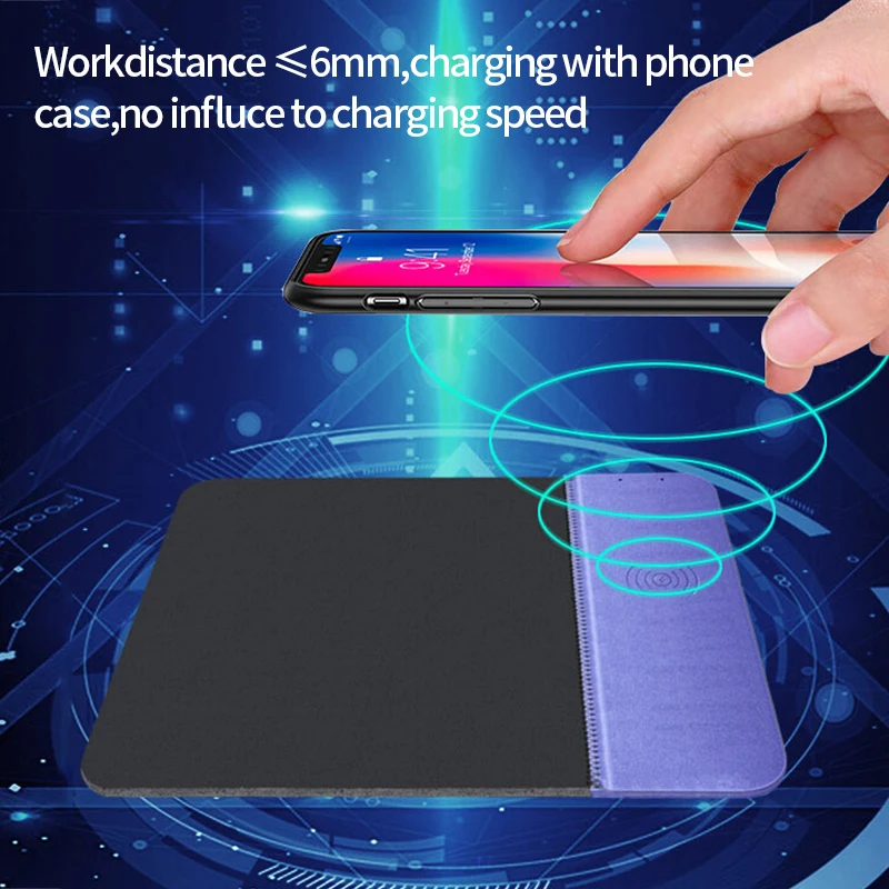 MEIYI Qi Беспроводной Зарядное устройство зарядки Коврик для мыши Мышь pad для iPhone XS/XS Max/X/8 плюс samsung S9 Плюс/Note 8 Charging Dock Pad