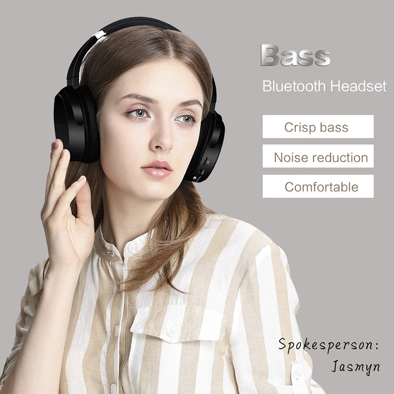 Headset Bluetooth Csr 4.2 Noise Cancellation Hi-fi Stereo Wireless Support Tf Card Mp3 Playing 3.5mm Wired Headphones | Электроника