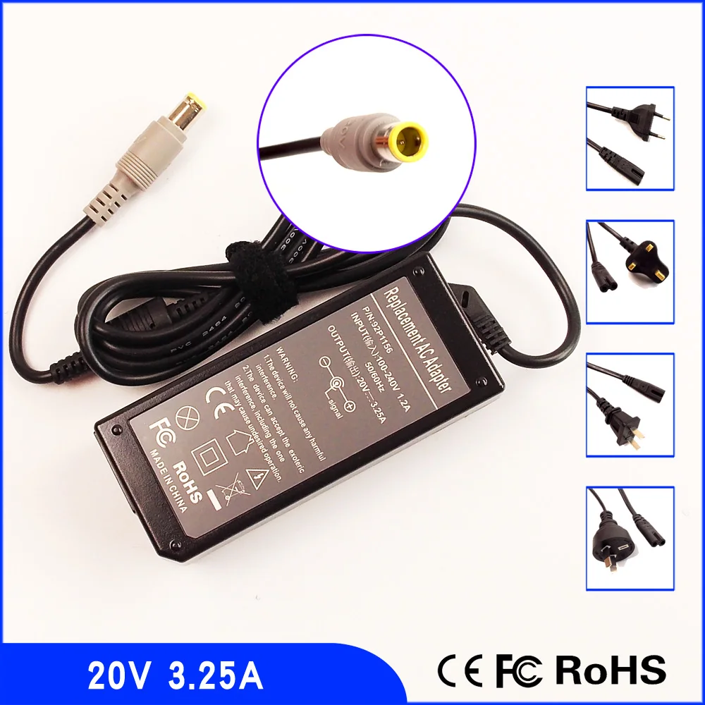 

20V 3.25A Laptop Ac Adapter Power SUPPLY + Cord for IBM / Lenovo / Thinkpad SL400 SL500 SL410 SL510 SL410k SL510k