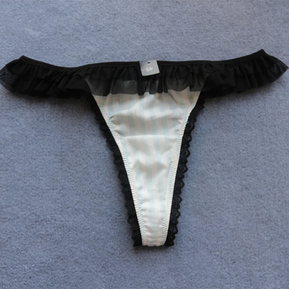 Voplidia Lingerie - Ruffles Women's Underwear - Plus Size Sexy Lolita Kawaii VS Lace Pink Thong Panties - T-back String G-string PM028 image 5