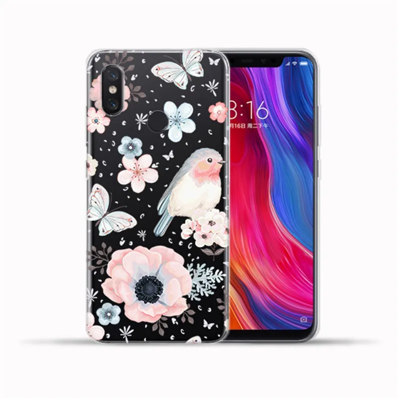 Сексуальный мягкий чехол из ТПУ в стиле ретро с цветочным рисунком для Xiaomi Mi A1 A2 8