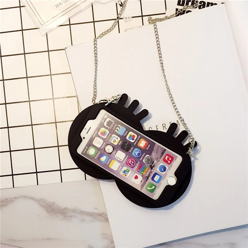 Fashion Big Eye Case with Strap for iPhone XS MAX XR X Silicone Shockproof 8 plus 7 6 6s 3D | Мобильные телефоны и