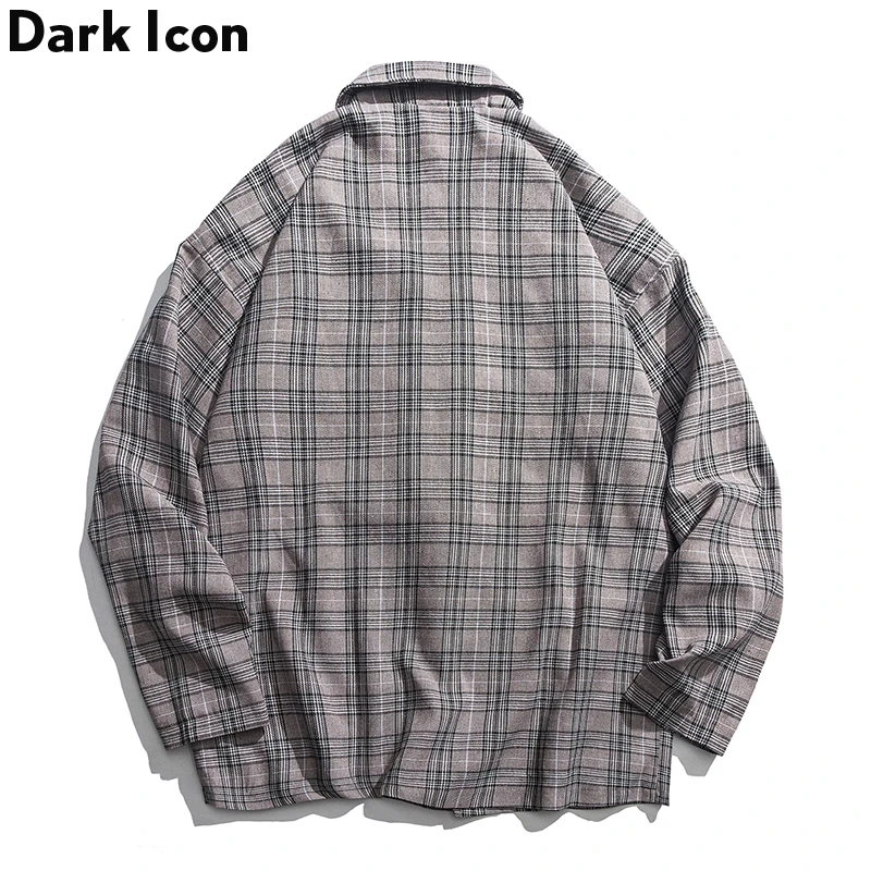 Японская клетчатая куртка Харадзюку С Вышивкой Букв мужская верхняя одежда