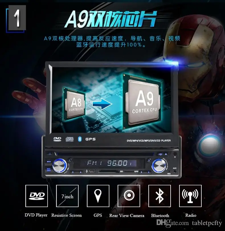 Универсальный автомобильный DVD плеер 1 Din 7 &quotс GPS проигрывателем стереозвуком USB/SD