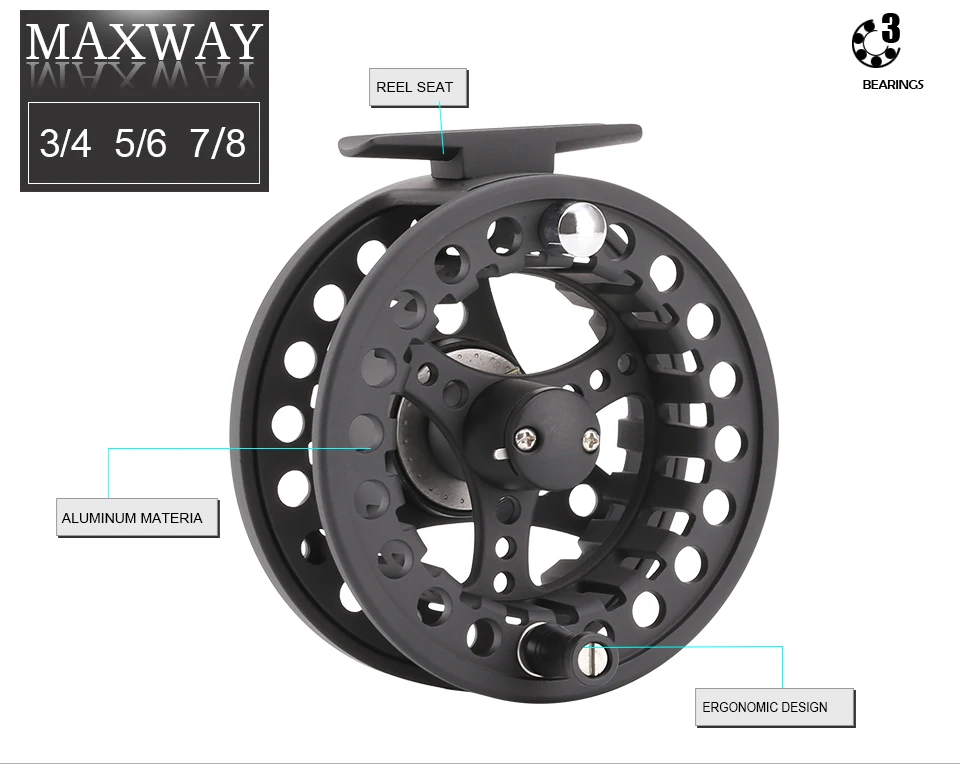 SeaKnight MAXWAY класс 3/4 5/6 7/8 катушка для ловли нахлыстом 3BB алюминиевый корпус для ловли нахлыстом рыболовное снаряжение озеро, речная Рыбалка снасти