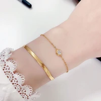 yun ruo simple snake chain bracelet woman birthday gift rose gold color fashion titainum steel jewelry never fade drop shipping